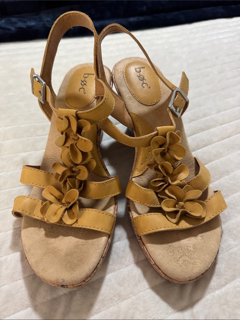 b.o.c. Mustard Floral Slingback Sandals